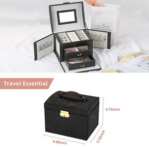 Luxury Custom Logo PU Leather <strong>Large</strong> Drawer Jewelry <strong>Boxes</strong> <strong>Mirror</strong> 3Layers <strong>Jewellery</strong> Organizer Necklace Ring Earring Girl Gift Case - Product Image 5