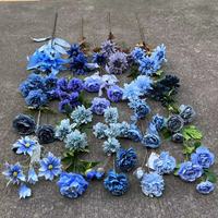 Vente en Gros de Bouquet de Roses Artificielles en Soie de Style Bleu de Mariage