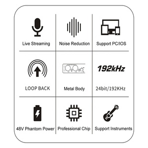 Interface audio haute fidélité professionnelle Xtuga C-22 rouge pour l'enregistrement de <span class=keywords><strong>guitare</strong></span> en studio, boîtier tout métal, <span class=keywords><strong>carte</strong></span> <span class=keywords><strong>son</strong></span> extrêmement basse - Product Image 6