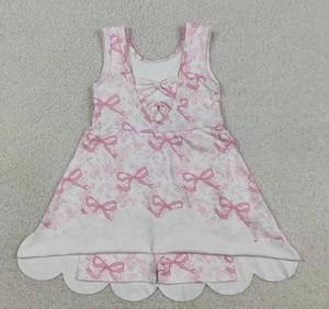 ชุดเดรสเด็กผู้หญิงลายดอกไม้ผูกโบว์แบบสั้นระดับเข่าสำหรับเล่นโยคะ - Product Image 2