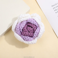 Fleur artificielle tricotée au crochet en forme de rose pour la confection de sacs, vêtements, cadeaux et accessoires DIY en gros