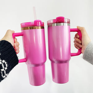 แก้วทัมเบลอร์ขนาด40ออนซ์สีชมพูกลิตเตอร์สีชมพูสำหรับวันวาเลนไทน์และวันแม่ใหม่ - Product Image 3