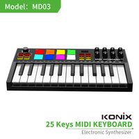 Harga Grosir Piano Mini Portabel 25-Key Keyboard USB dan Drum Pad Midi Controller Keyboard
