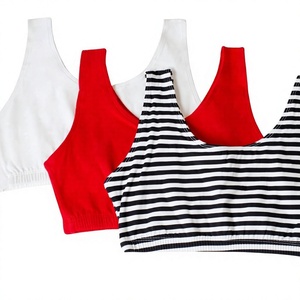 Brassière de sport dos nageur pour femme, couleur unie, respirante, maintien léger, débardeur de yoga, logo avant, 100% coton - Product Image 1