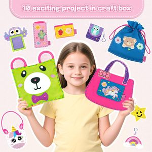 <span class=keywords><strong>Kit</strong></span> de <span class=keywords><strong>couture</strong></span> pour enfants, boîte d'activités créatives, <span class=keywords><strong>10</strong></span> projets DIY en feutre pour la création de poupées en peluche et d'oreillers en peluche, cadeau pour filles et garçons - Product Image 5