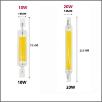 Ampoule LED COB R7S Dimmable Multicolore (Rouge, Vert, Bleu, Jaune) J78 78mm 10W J118 118mm 20W Tube Projecteur Downlight