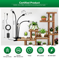 Lampu Tanam LED SANSI untuk Tanaman Dalam Ruangan, Pengatur Waktu 40W Spektrum Penuh, Lampu Tanam dengan Klip Gooseneck dan Timer 4/8/12 Jam