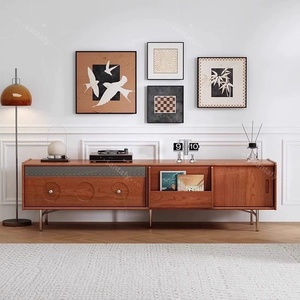 Meuble TV et table basse combinés en bois de cerisier antique chinois du milieu du siècle - Bois massif, style ferme, bar à domicile, gain de place, écologique - Product Image 3