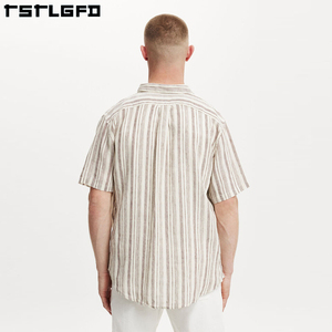Camisas de Verano <span class=keywords><strong>Sostenibles</strong></span> para Hombre 2025, Rayadas, Urbanas, Protección Solar, Secado Rápido, Talla Grande, Blusas Casuales de Algodón <span class=keywords><strong>y</strong></span> Lino - Product Image 2