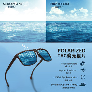 Lunettes de soleil photochromiques rectangulaires pour hommes, monture complète, UV400, vision nocturne, pêche, sport, P1801 - Product Image 4
