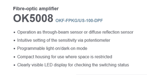 MS-IFM Photoelektrischer Sensor Glasfaser-Verstärker OK5008 OKF-FPKG/US-100-DPF. Neu und Original auf Lager - Product Image 3