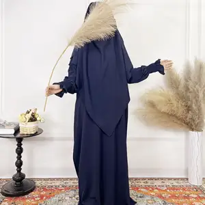 New Arrival Plus Size Two-Piece Cotton Floral Prayer Dress Wholesale Muslim Abaya for Women's Prayer