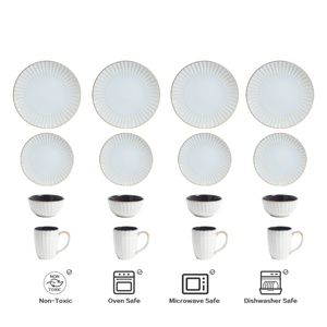 Semtember Promotion Golden Beige Stone Tool Embossed Tableware <b>Set</b> High End Premium Ceramic <b>Set</b> Safety Tableware <b>Set</b> - Product Image 4