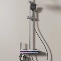 Juego de ducha inteligente blanco con pantalla LED de temperatura, grifo mezclador monomando de latón para baño