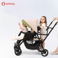 Poussette double européenne à la mode Poussette tandem pliable et compacte pour 2 enfants