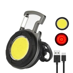 LED piccole torce 500 lumen luce di lavoro ricaricabile Base magnetica per illuminazione di emergenza da campeggio torcia portachiavi COB