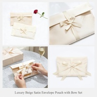 Bolsa de Satén Beige, Tela de Satén Suave, Cierre con Lazo Elegante, Logotipo Personalizado para Recuerdos de Boda y Almacenamiento de Joyas