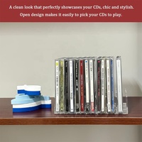 2 supports transparents en acrylique pour CD/DVD, présentoir et boîte de rangement pour CD, et support de rangement pour disques vinyles pour étagère multimédia