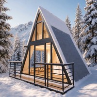 Maison préfabriquée de luxe en forme de A à vendre, design moderne, cabane de glamping, hôtel-resort, hébergement