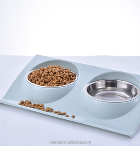 Mangkuk tempat makan hewan peliharaan, mangkuk kucing dobel tinggi baja tahan karat untuk kebutuhan makanan kucing & air - Product Image 5