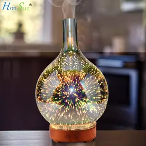 Bestseller per la casa 120ml 3D fuochi d'artificio a forma di vaso di vetro diffusore di aromi lampada decorativa elettrica per Aroma di luce notturna