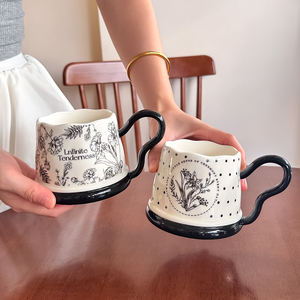 Tazas de Café de Cerámica Francesas Modernas, Tazas Desechables para Fiestas, Tazas de Alta Gama para Té de la Tarde y Desayuno con Leche, Novedad 2025 - Product Image 2