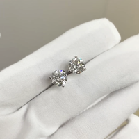 Серьги-солитеры из белого золота 18K/14K с круглыми бриллиантами IGI-сертифицированной огранки, выращенными в лаборатории, на заказ, с креплением на 3 крапанах