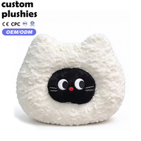 Coussin décoratif chat blanc moelleux Kawaii en peluche avec visage noir mignon, idéal pour la décoration de chambre de fille et comme oreiller de sieste - Grande Vente