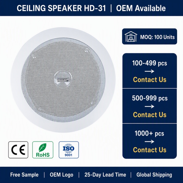 HD-31 6 Inch 100V Constant Voltage Ceiling Speaker 3W 6W 92dB for Public Address Background Music Commercial Use