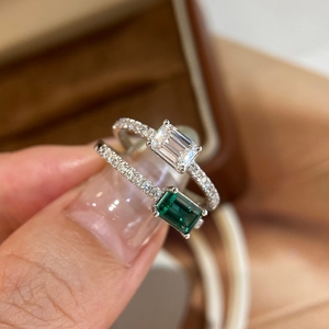 Aazuo – bague de fiançailles en or blanc massif 18 carats pour femmes, diamants cultivés en laboratoire, coupe émeraude, cadeau charmant pour fête de mariage, bijoux réels - Product Image 5