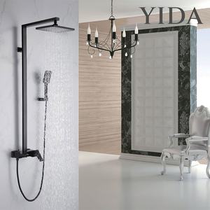 Pommeau de <span class=keywords><strong>douche</strong></span> mural noir mat, ensemble de <span class=keywords><strong>douche</strong></span> mitigeur de luxe italien, à pression, noir mat - Product Image 2