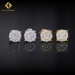 ต่างหูสตั๊ดฮิปฮอปประดับเพชรสำหรับ925เงิน VVS Moissanite - Product Image 3