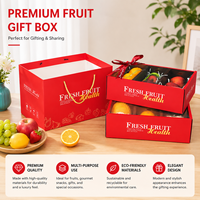 Boîte d'emballage pour fruits personnalisée, couvercle transparent, avec ruban et sac en papier, impression couleur sur carton ondulé