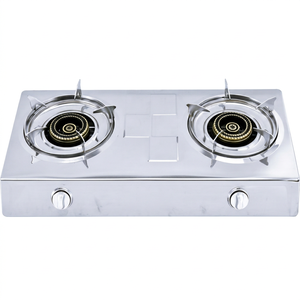 Cuisinière de table portable à double flamme GPL/gaz naturel en acier inoxydable de 0,4 mm pour la cuisine, le camping, la maison et l'hôtel - Product Image 1