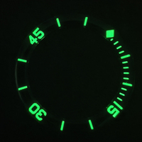 WYGICOO Lunette de montre personnalisée faite à la main, de luxe, biseautée, avec impression verte luminescente, en verre saphir incliné, modèle JP-A113