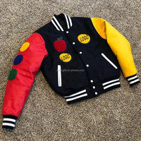 Chaqueta Varsity Personalizada para Hombre, Estilo Letterman, con Parches de Béisbol, Bordado, Mangas en Contraste, Botones a Presión, Ropa Urbana, Venta al Por Mayor