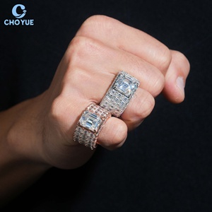 Hip Hop Large Emerald Cut Moissanite <b>Ring</b> Full Baguette Paved Iced Out Statement Jewelry <b>for</b> <b>Men</b> Rappers GRA Diamond Party <b>Rings</b> - Product Image 5