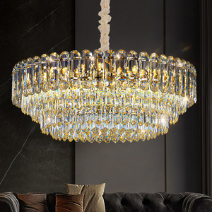 Luxury Classic Crystal Round Chandelier <b>Led</b> <b>Light</b> Source Multi Head For Living Room Villa Hotel Wedding Banquet Hall - Product Image 1