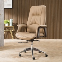 Chaise de bureau ergonomique pivotante réglable en cuir haut de gamme à dossier haut pour la maison et le bureau