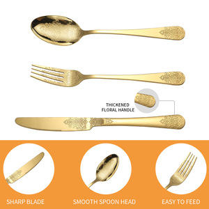 Juego de Cubiertos de Lujo de 4 Piezas al por Mayor, Juego de Cubiertos Occidentales con Patrón Dorado para Bodas - Product Image 3