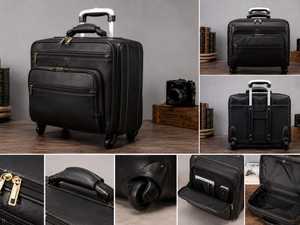 High Quality Genuine Leather Travel <b>Trolley</b> Bag Lightweight Construction Smooth <b>Mobility</b> Large Storage Capacity Anti-Theft Water - Product Image 5