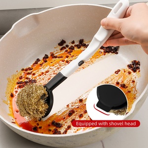 <b>Kitchen</b> <b>Brushes</b> for Cleaning Sink Pots Pans Dishwashing Dish Scrubber Cleaner with <b>Copper</b> Wire Dish <b>Brush</b> with <b>Handle</b> - Product Image 3