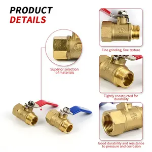 Brass Red Handle Inside And Outside 1'' Small Ball Valve Water Switch Pipe Air Pump Valve