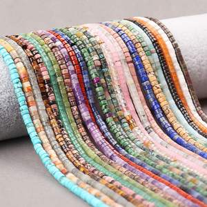 Piedras preciosas redondas planas semipreciosas sueltas naturales Heishi disco <span class=keywords><strong>piedra</strong></span> cuentas 2*4MM neumático de disco piedras semipreciosas para la fabricación de joyas - Product Image 1