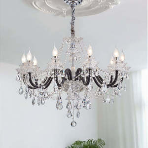 โคมไฟระย้าคริสตัลสีดำ ขั้วหลอด E14 LED แสงวอร์มไวท์ 2700K สำหรับห้องนั่งเล่น รูปทรงกลม ติดตั้งแบบแขวน - Product Image 2