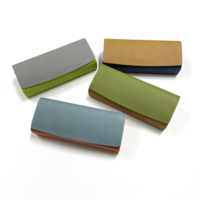 Étui à lunettes élégant et tendance de marque, rectangulaire, bicolore, en patchwork, en PU, rigide, fait main, 6 pouces+