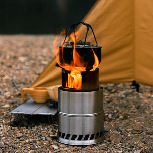 Estufa de Leña Redonda Portátil de Acero Inoxidable, Tamaño Pequeño, Resistente al Viento, para Acampar al Aire Libre, Color Plateado - Product Image 3