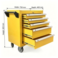Chariot à outils à 5 tiroirs avec verrouillage, chariot à outils en acier robuste avec roues pour garage et atelier