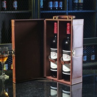 Boîte de luxe étui de transport en cuir boîte-cadeau de vin en cuir PU marron à l'extérieur boîte à vin personnalisée