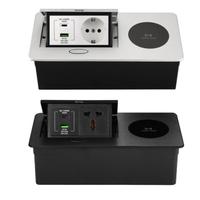 Prise de sol multifonctionnelle USB Type-C à charge rapide, design pop-up dissimulé, norme indonésienne et européenne, en aluminium